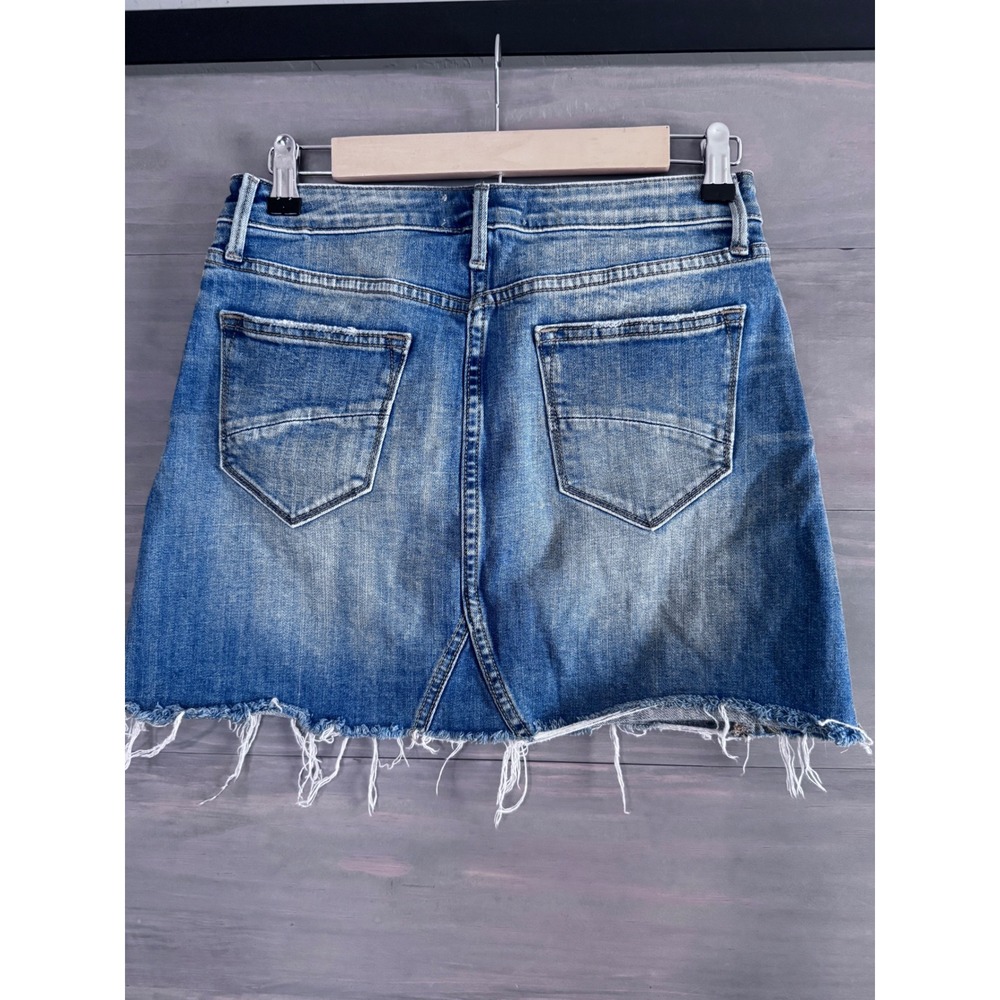 DRIFTWOOD Light Blue Denim Mini Skirt with Pink Floral Embroidery - Picture 4 of 6